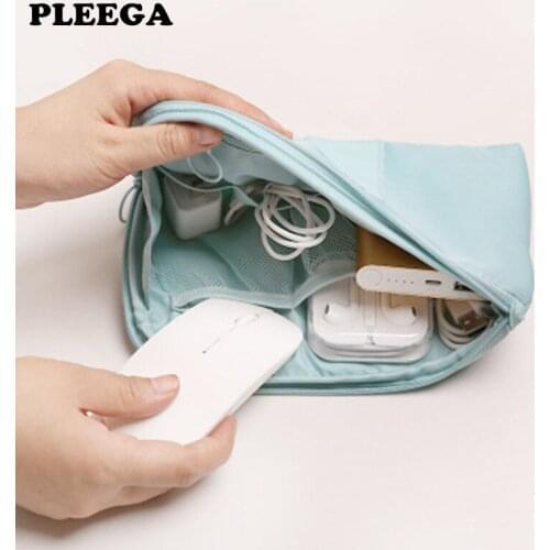 Travel bag Lady toiletries Handbag make up Organizer Zipper Cosmetic storage Bag Digital USB Cable Charger Earphone Stuff case