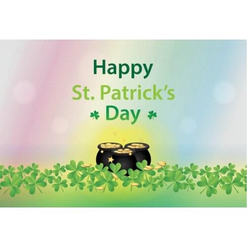 Happy St. Patricks Day Green Colver and Gold Backdrop Photography Background Celebration Photo Booth Studio Decor