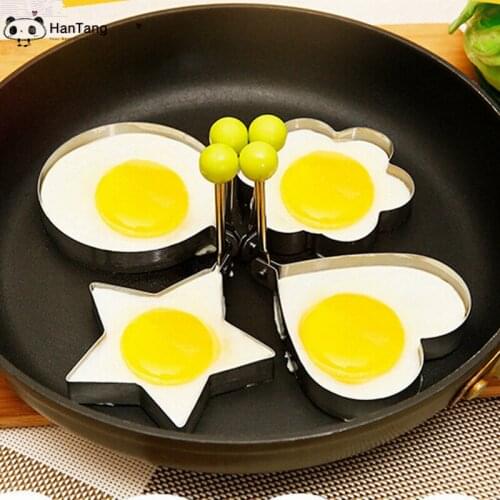 Stainless Steel Fried Egg Shaper egg Pancake Ring Mould Mold Kitchen Cooking Tools Love Flower Round Star Molds