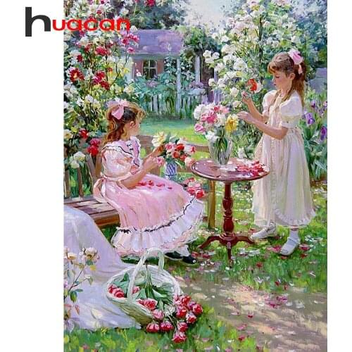 Huacan 5D DIY Diamond Painting Portrait Girl Full Square/Round Diamonds Embroidery Kits Garden Decorations Home