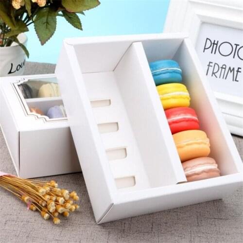 10Pcs/Lot Candy Boxes Macaroon Cake Boxes Biscuits Boxes for Baking Decoration Package Kraft Paper With Window Party