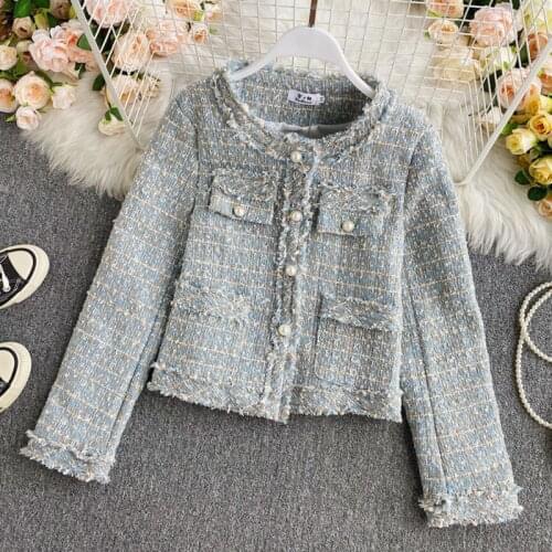 New Autumn Winter Coat Women Korean Vintage Tweed Jacket High Quality Small Fragrance Patchwork Elegant Short Woolen Outwear