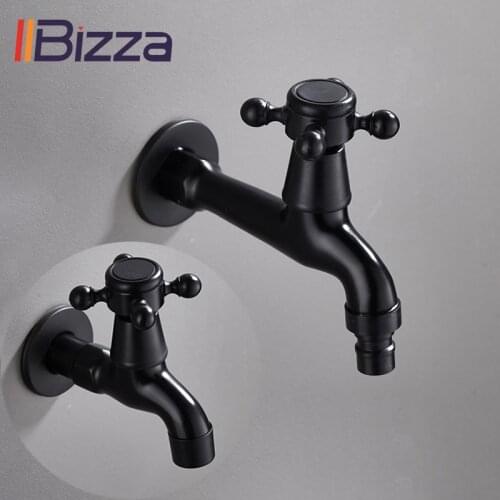 Brass Black Outside Toilet Tap Washing Machine Bibcock Decorative Outdoor Garden Basin Wall Mount Small Single Cold Water Faucet
