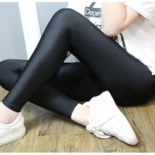 Women Shiny Black Legging Autumn Ladies Push Up Slim Leggings High Waist Stretchy Soft Large Size Women Leggings