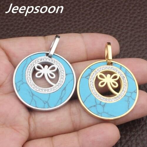 HOT selling Fashion Round Dragonfly Jewelry Pendant + Earrings Stainless Steel Jewelry Sets For Women & Girls SBJFOLBH1