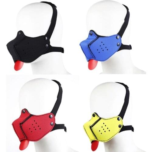 Half Face Puppy Gay Mask Adult Dog Slave Hood Sex Toys for Women Men Pet Play Game Bondage Muzzle Mask with Tongue H7EF