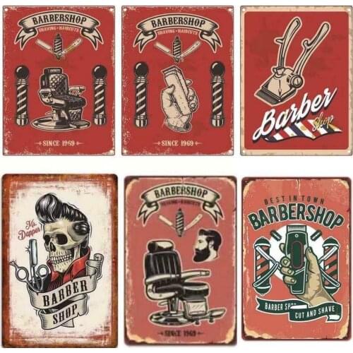 BARBER SHOP Metal tin sign Haircut and Shave Beard Poster Bar Pub Tin Sign Plaque Decor Iron Plates Printing Plaque
