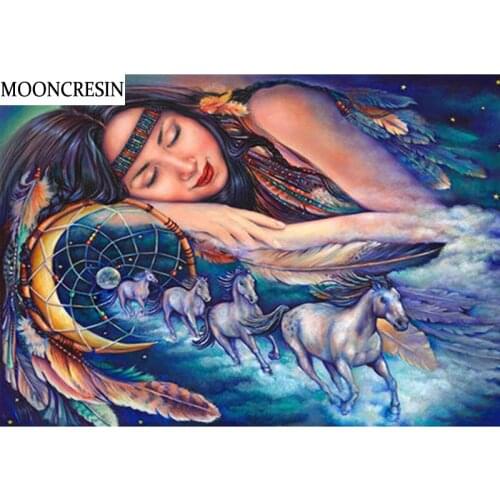 MOONCRESIN 5D Diy Diamond Painting Full Square Beauty and Horse Diamond Embroidery Cross Stitch Crystal Mosaic Decoration Home
