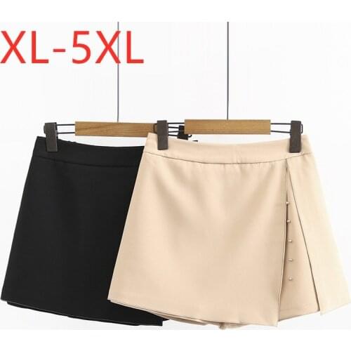 New 2021 Ladies Summer Plus Size Shorts For Women Large Loose Khaki Black Rivet Skirt Shorts Skirts 3XL 4XL 5XL