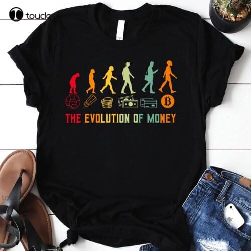 New The Evolution Of Money Btc Bitcoin Crypto Gift T-Shirt Cotton T Shirt Tee