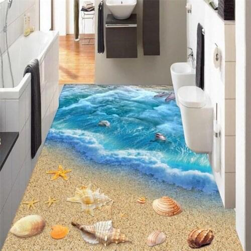 Beibehang 3D Ocean World Floor Bedroom Bathroom Kitchen Self-adhesive 3D Floor Wallpaper Modern home floor decoration wallpaper