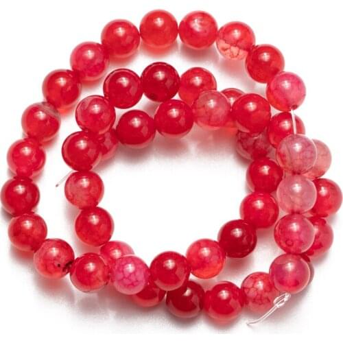 Bulk Wholesale Red Cracked Natural Stone Agates Beads Loose Beads for Jewelry Making Necklace Bracelet DIY 6 8 10 12mm