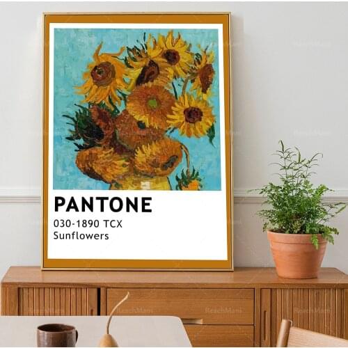 Pantone Sunflower Poster, Van Gogh Printmaking, Fashion Pantone Printmaking, Aesthetic Poster, Yellow Sunflower Poster Printing