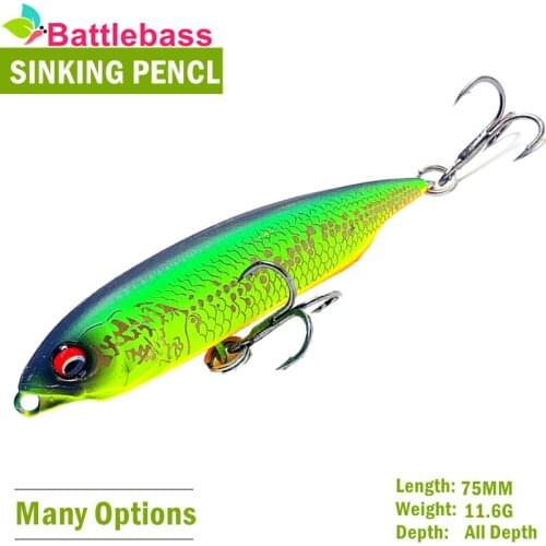 BATTLEBASS 2021 NEW Chili shape 1PC Pencil Fishing Lure Slow Sinking 75mm 11.6G Artificial Hard Plastic Bait Trout Bass Tackle