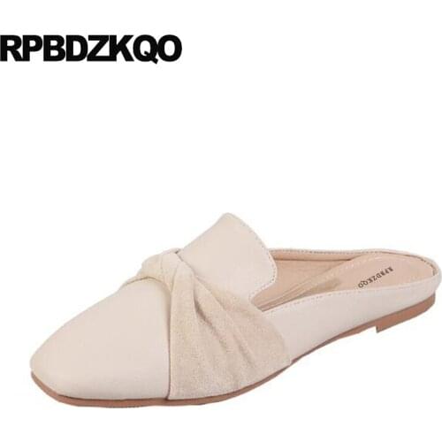 Cheap Shoes Plus Size Kawaii Cute Bow Bowtie Large Embellished Slippers Mules 2021 Women Sandals Flat Casual Slides Slip On