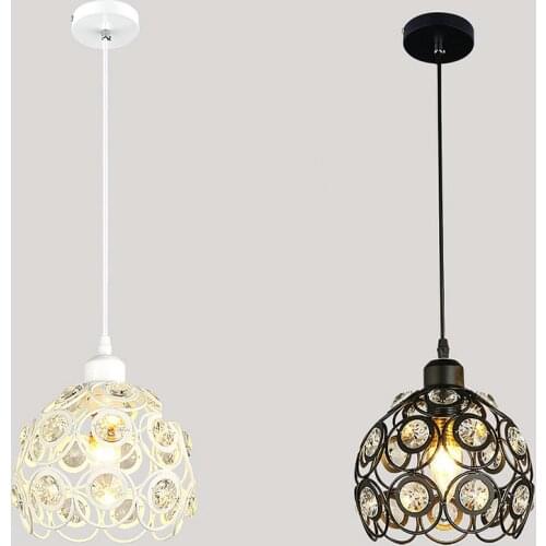 Nordic Luxury Single Head Welding Iron Crystal Pendant Lights Dining Room Furniture Kitchen Decor Bar Cafe LED Hanging Lamps E27