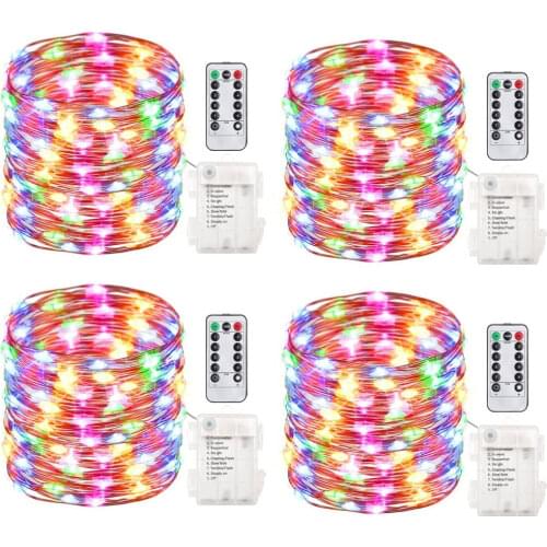 100LED 50LED Fairy Lights Battery Operated USB Christmas Lights with Remote Waterproof 8 Modes Firefly Twinkle String Lights