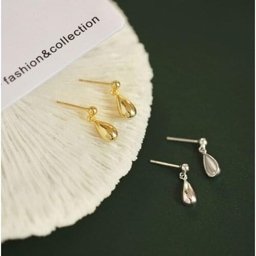 XDT2 Real 925 Sterling Silver Simple Teardrop Stud Earrings Minimalist Geometric Jewelry for Women Girls