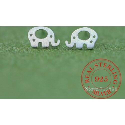 100% 925 Solid Real Sterling Silver Jewelry Elephant Stud Earring For Women Girl Lady Wedding Gift pendientes