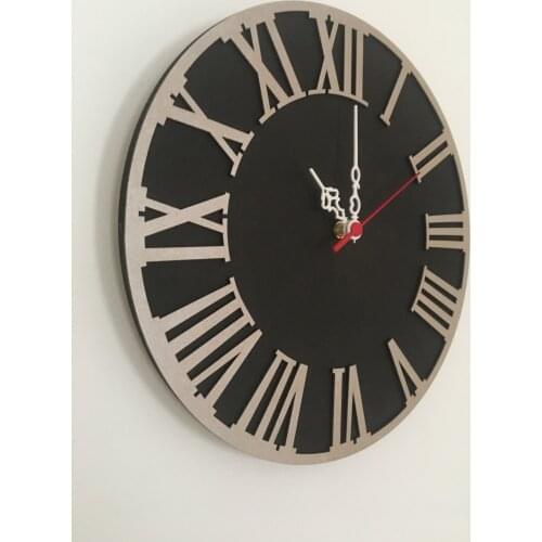 North Designed Black Silver Roman Decorative Wall Clock 30 Cm