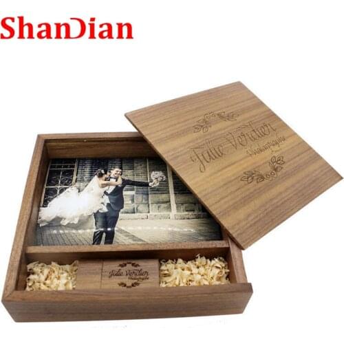 SHANDIAN Spades Wooden Photo Album Large oval usb+Box usb flash drive U disk 8GB 16GB 32GB 64GB Wedding Studio 170mm*170mm*35mm