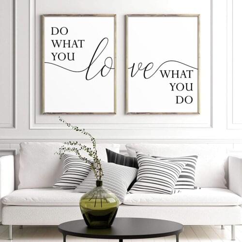 Nordic Minimalist Canvas Painting Poster and Prints Black White Love Quote Wall Art Pictures Dining Room Decor Office Decor