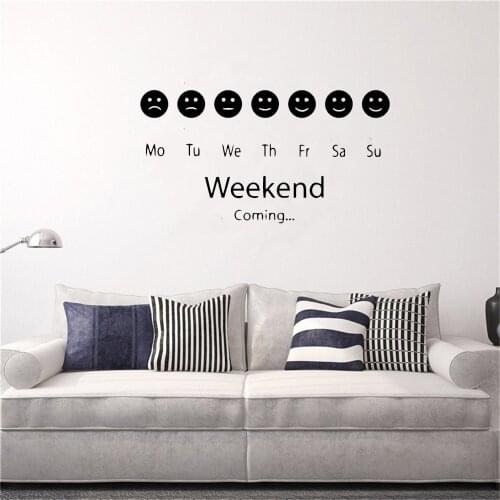 Smile Weekend Quote Wall Stickers Home Decor For Office Room Teamwork Wall Decals Wall Sticker Vinyl Art Mural ov723