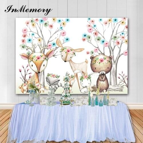 InMemory Newborn Birthday Backdrop Flowers Animal Baby Shower Photography Background Photo Booth Props Vinyl Photography Banner