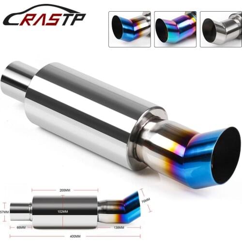 RASTP-Car Muffler Exhaust System Polished Stainless Steel Exhaust Tip Silencer Inlet 5.7cm Exhaust Pipe RS-CR1004