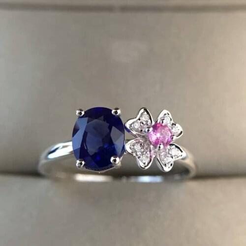 18K Gold 0.952ct Natural Sapphire Women Ring with 0.050ct Diamond Setting Fine Jewelry Wedding Band Engagement sapphire-jewelry