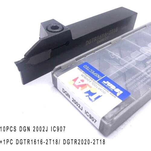 10PCS DGN 2002J IC907 16mm*16mm grooving carbide inserts and 1PC DGTR1616 2T18 turning holder Mechanical