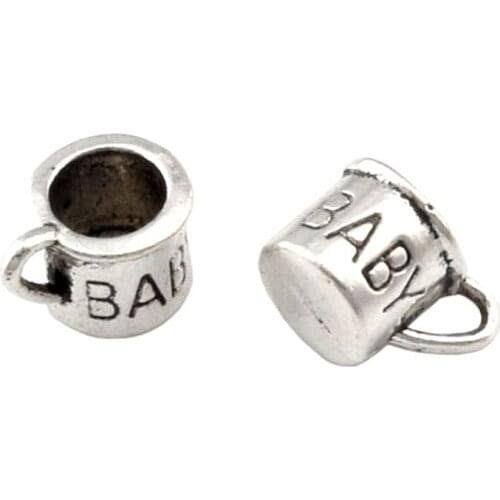 100 pcs Zinc alloy metal 3D Baby Cup Charms Pendants 12x9mm DIY Jewelry A-131