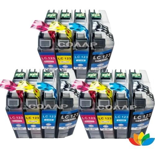 12 Compatible LC123BK LC123C LC123M LC123Y ink cartridge for Brother MFC-J4510DW MFC-J4610DW MFC-J4710DW MFC-J4410DW MFC-J470DW