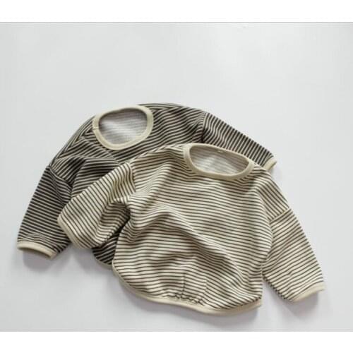 2021 new girls boys striped sweatshirt spring cotton full sleeve fashion kids sweatshirt 1-6 years Yl660