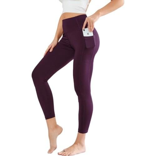 2021 New Sexy Leggings Workout Leggings With Pocket Women High Waist Purple Yoga Pants Fitness Gym Exercise Sport Pants