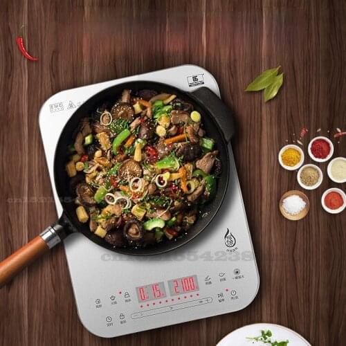 220V/2100W Intelligent Induction Cooker Ultra-thin Waterproof NEG Panel 8 Gears Temperature Control Induction Cooker Durable