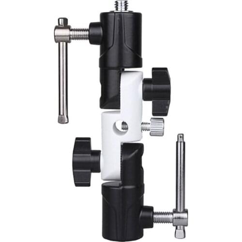 H7JA 3-section Adjustable U-shaped Flash Bracket Swivel Light Holder with 2 U-Type Mount Adapters for Umbrella Holder Flashes