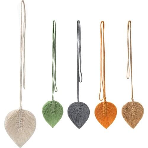 4pcs Leaf Shaped Curtain Tiebacks Macrame Knitted Holdback Curtain Tieback Holders for Window Home Bedroom Hotel Decoration