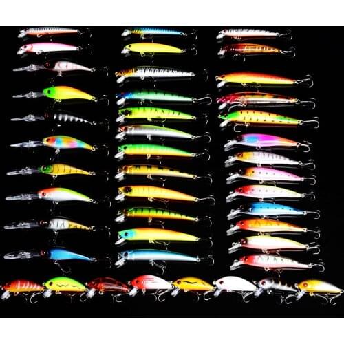 43pcs/lot Mixed Fishing Lure Kit Minnow Crankbait Artificial Hard Baits Lifelike Wobblers Fake Fish Carp Fishing bait