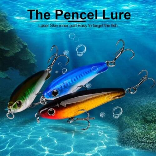 6Pcs/Set Delicate Pencil Hard Bait Fishing Lure Sinking Light Jigs with Beads Fishing Sink Pencil Bright for Angling