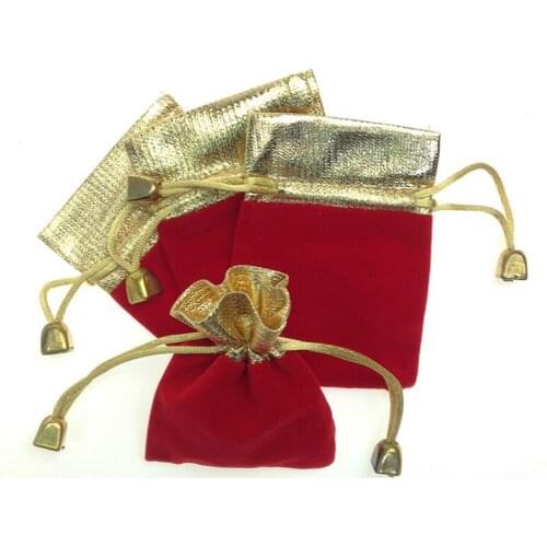 9*12cm 500pcs Red Phnom Penh Velvet Bags For Jewelry Pouch Gift Bag Package With Drawstrings Bag Wedding Diy Women Display