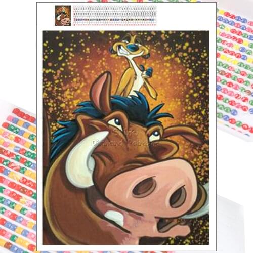 5D DIY Diamond Painting Full Square Round Lion King Wild Boar Animal Disney Embroidery Complete Kit Mosaic Cartoon Cross Stitch
