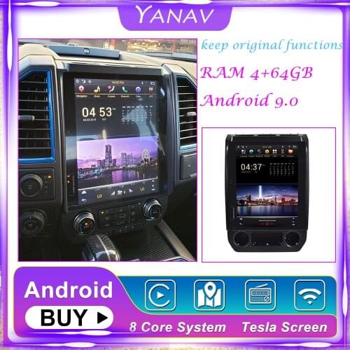 13 Inch Android 9.0 Tesla Style Car GPS Navigation For Ford F150 F250 F350 2015-2021 Auto Radio Stereo Multimedia Head Unit 64+4