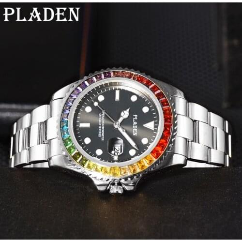 PLADEN 2021 New Watch For Men Fashion Casual Quartz Full Steel Silver Watches Saat Waterproof Luminous Hand Clock Dropshipping