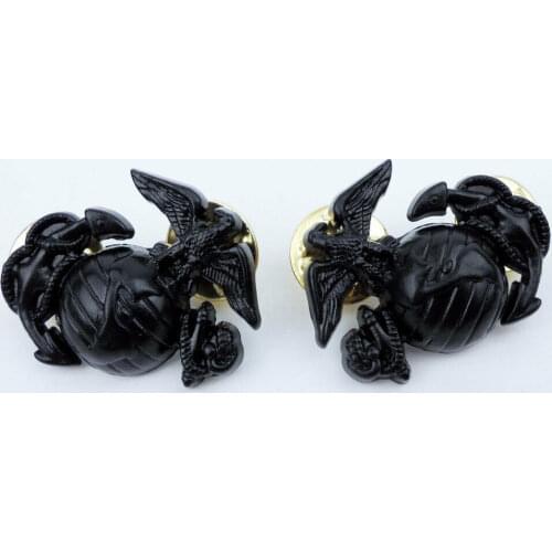 BLACK USMC Marine Corps Collar Lapel Pins Badge Military 5605101