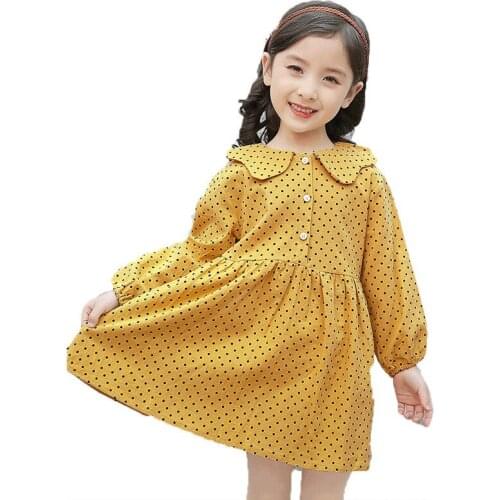 Baby Girls Dress Fashion Korean Spring Dot Long Sleeve Princess Dress Kids Clothing 2 3 4 5 6 Years Toddler Baby Dress 2020 New
