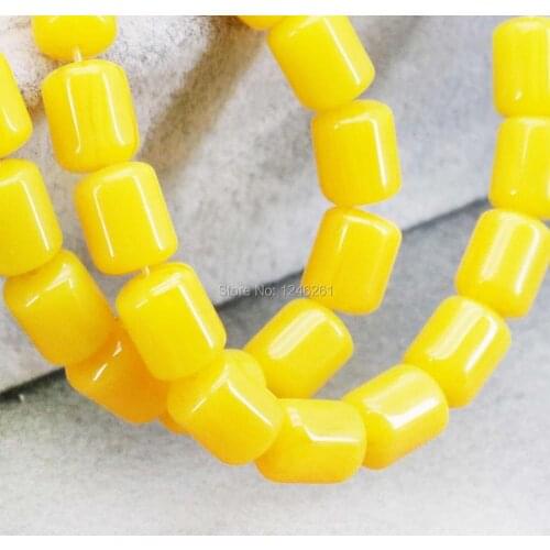 Hot Sale Imitation Beeswax Jewelry Stone Loose Beads Yellow Opaque Resin Accessories DIY Beads 8X10mm For Women Girls Gift