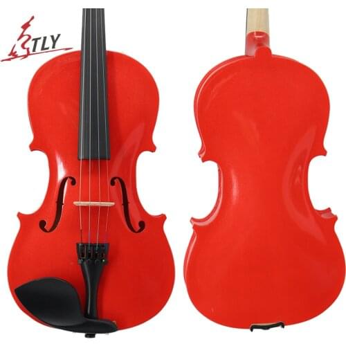 TONGLING Red Acoustic Violin 4/4 3/4 1/2 1/4 1/8 for Beginner Students w/ Case Bow Rosin Shoulder Rest Mute Strings