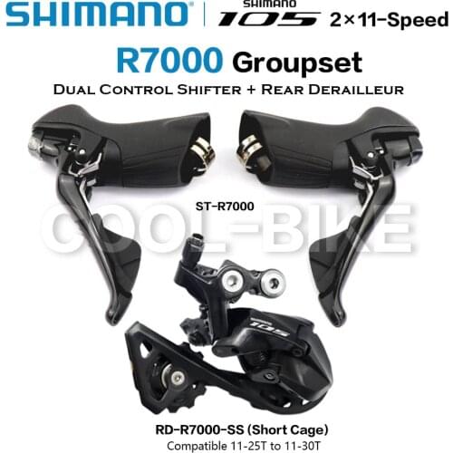 SHIMANO 105 R7000 Groupset Kit 2x11 Speed R7000 Shifter + Rear Derailleur Road Bicycle Dual-Control Lever Rear Derailleur SS GS
