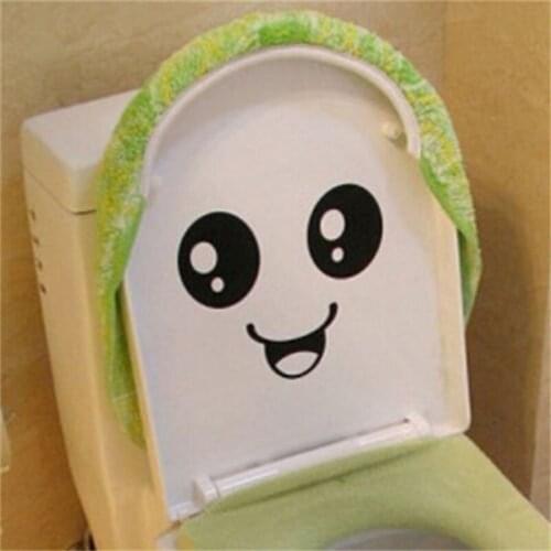 Refrigerator Toilet Wall Sticker Cute Cartoon Smiley Decorative Stickers Black 4WS-0017